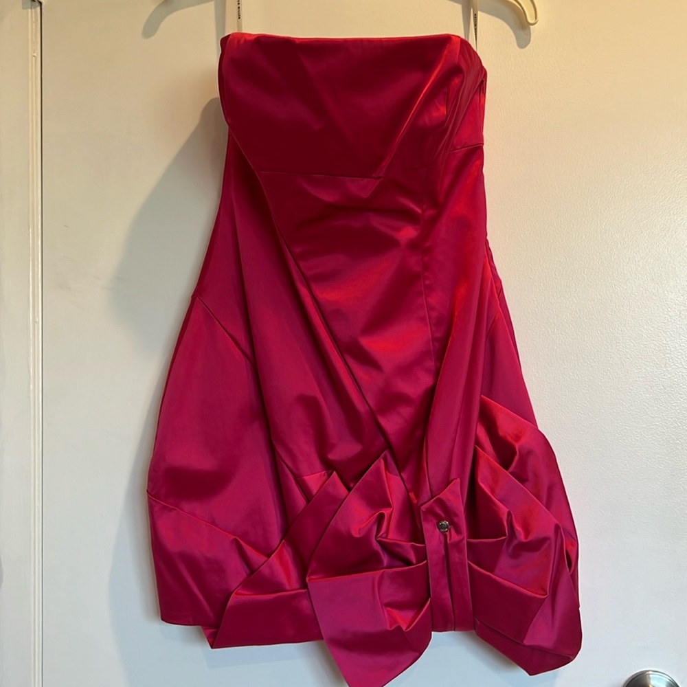Karen Millen hot pink satin cocktail dress Size 8